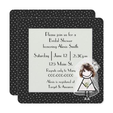 Stick Figure Bride On Polka Dots