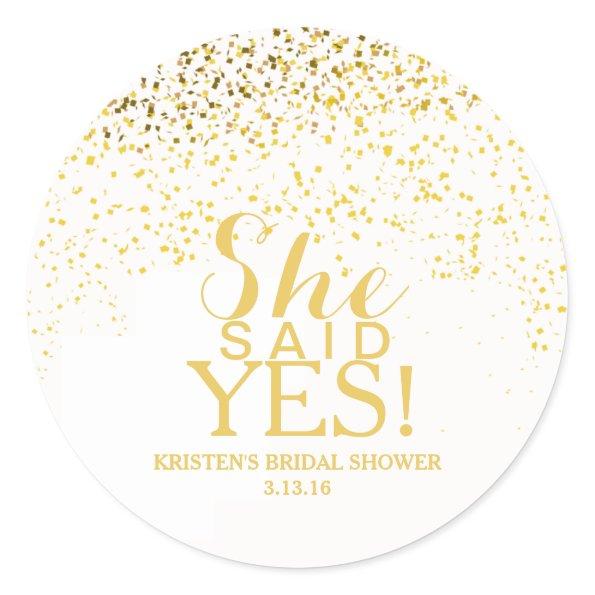 Sticker - Confetti Bridal Shower - She Said Yes!