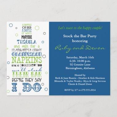 Stock the Bar Bottle Rhyme Party Invitations- Navy Invitations