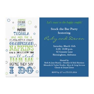 Stock the Bar Bottle Rhyme Party Invitations- Navy Invitations