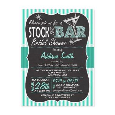 Stock the Bar Bridal Shower; Aqua Invitations