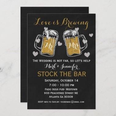 Stock the Bar Bridal Shower Invitations Couples