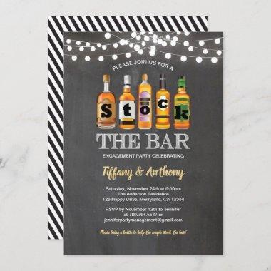 Stock the bar chalkboard engagement party Invitations