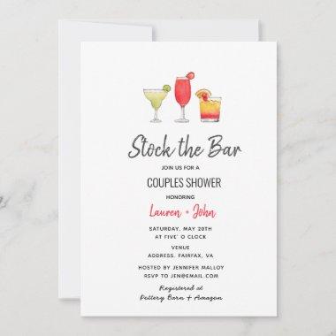 Stock the Bar cocktail Couples shower Invitations