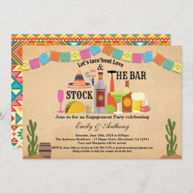 Stock the bar engagement party Taco Fiesta Invitations