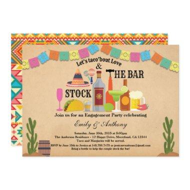 Stock the bar engagement party Taco Fiesta Invitations