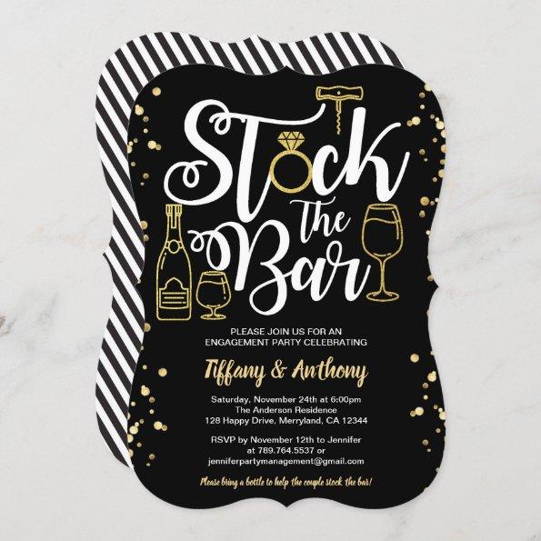 Stock the bar Invitations engagement party gold