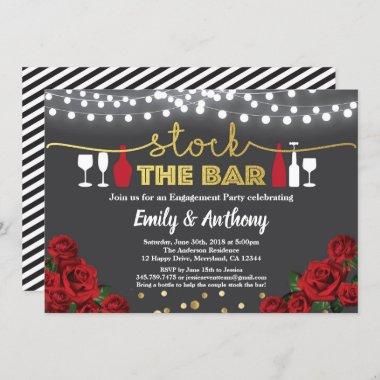 Stock the bar Invitations Red black and gold white