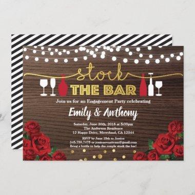 Stock the bar Invitations Red rose rustic wood