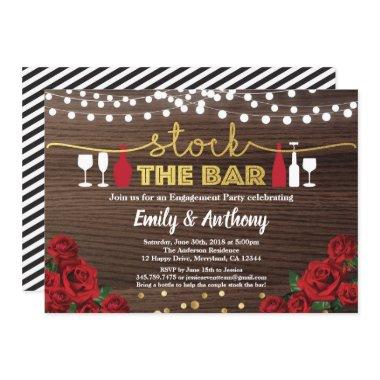 Stock the bar Invitations Red rose rustic wood