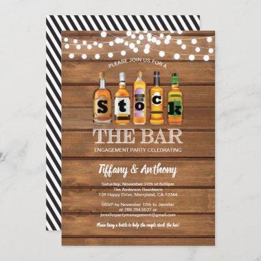 Stock the bar rustic engagement party wood Invitations