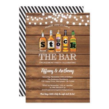 Stock the bar rustic engagement party wood Invitations