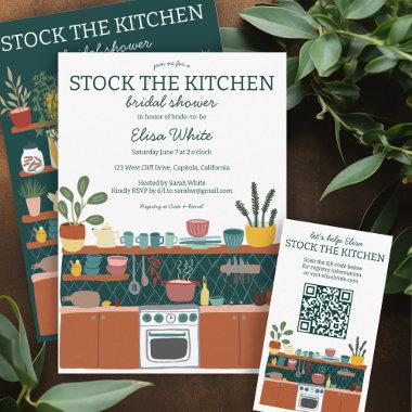 STOCK THE KITCHEN Bridal Shower Cute CUSTOM QR Enclosure Invitations