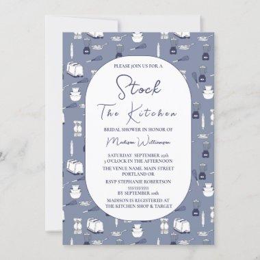 Stock the Kitchen Modern Blue Bridal Shower Invit Invitations