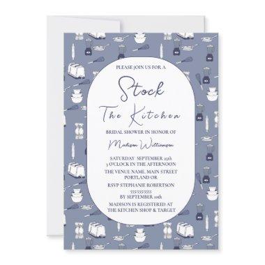 Stock the Kitchen Modern Blue Bridal Shower Invit Invitations