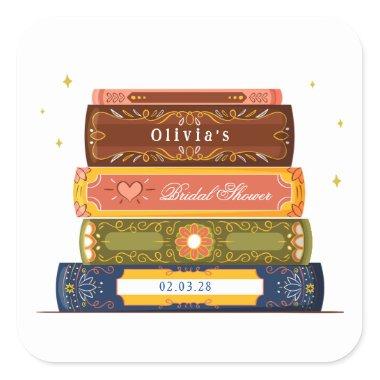 Story Book Library Onto Next Chapter Bridal Shower Square Sticker