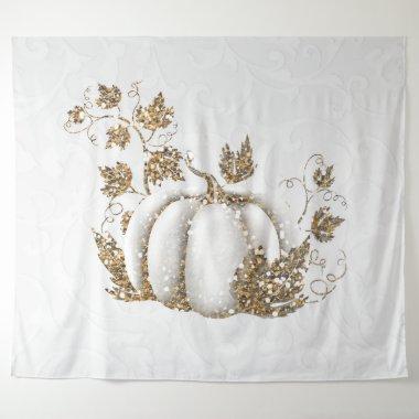 Storybook Gold White Pumpkin Fairy Tale Banner Tapestry
