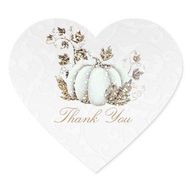 Storybook Gold White Pumpkin Fairy Tale Party Heart Sticker