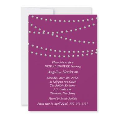 Strands of Pearls on Magenta Bridal Shower Invitations