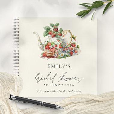 Strawberry Afternoon Tea Bridal Shower Guest Book