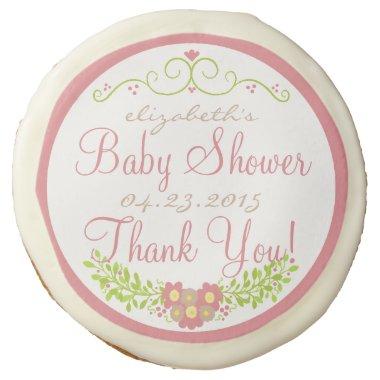 Strawberry Baby Shower - Floral Wreath Guest Favor Sugar Cookie