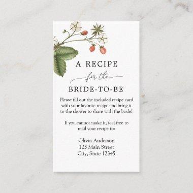 Strawberry Bridal Recipe Request Enclosure Invitations