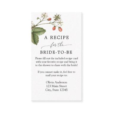 Strawberry Bridal Recipe Request Enclosure Invitations