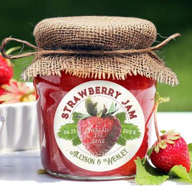 Strawberry Jam Jar Personalized Wedding Favors Classic Round Sticker