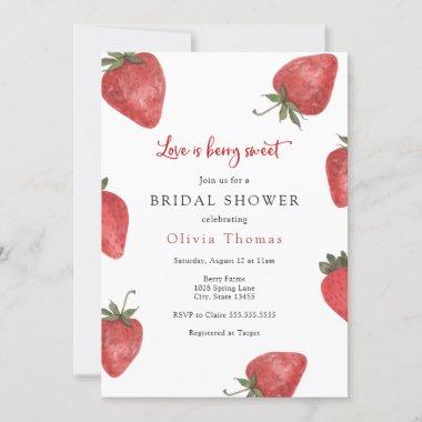 Strawberry Love is Sweet Bridal Shower Invitations