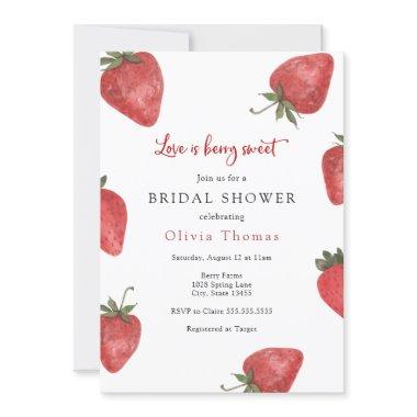 Strawberry Love is Sweet Bridal Shower Invitations