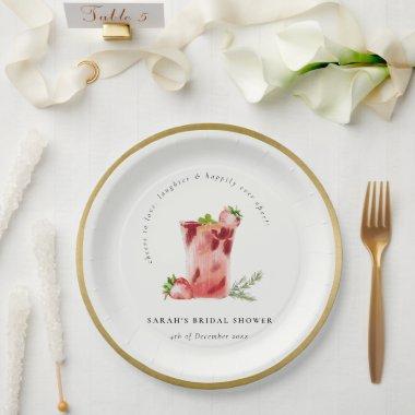 Strawberry Pink Margarita Cocktail  Paper Plates