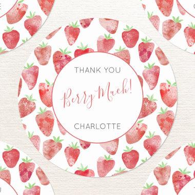 Strawberry Thank You Personalized Classic Round Sticker