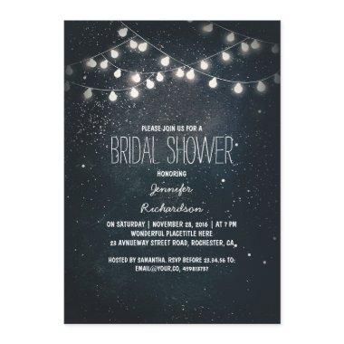 string lights and night sky stars bridal shower Invitations