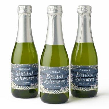 String Lights Baby's Breath & Lace | Blue Wood Sparkling Wine Label