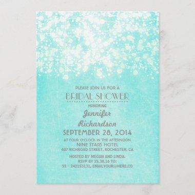 string lights blue bridal shower Invitations