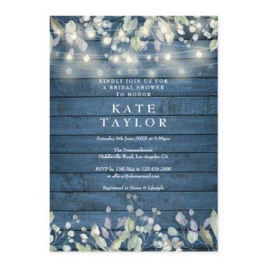String Lights Blue Wood Floral