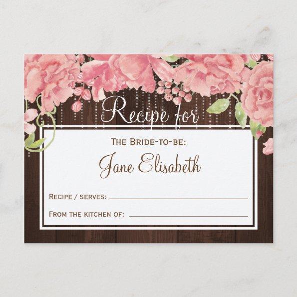 String lights blush floral bride to be recipe Invitations