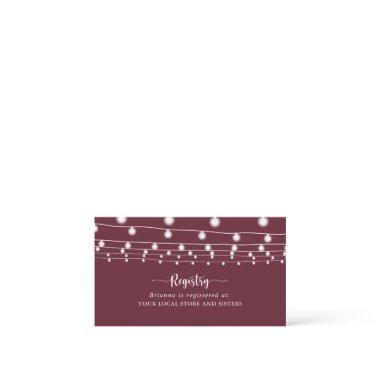 String Lights Burgundy Wedding Gift Registry  Enclosure
