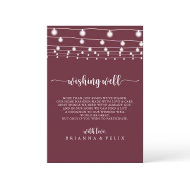 String Lights Burgundy Wedding Wishing Well Enclosure