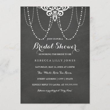 String Lights & Chalkboard | Bridal Shower Invite