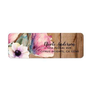 String Lights & Country Flowers Rustic Barn Wood Label