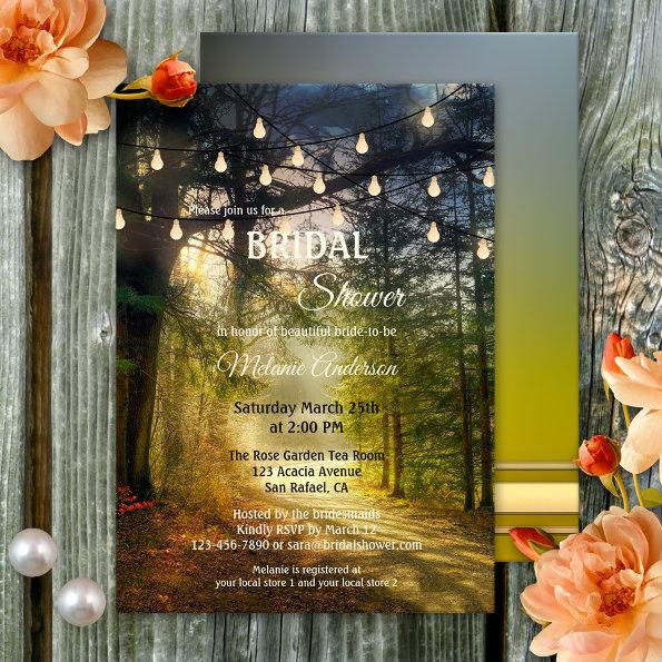 String Lights Enchanted Forest Bridal Shower Invitations