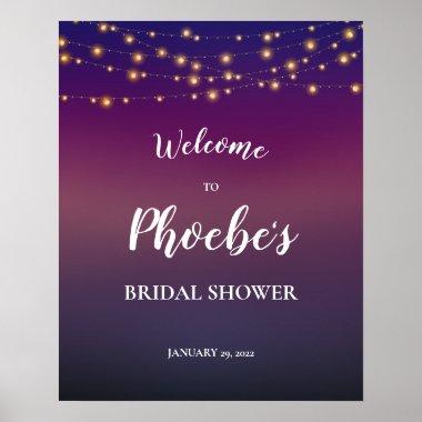 String Lights In Evening Sky Bridal Shower Welcome Poster