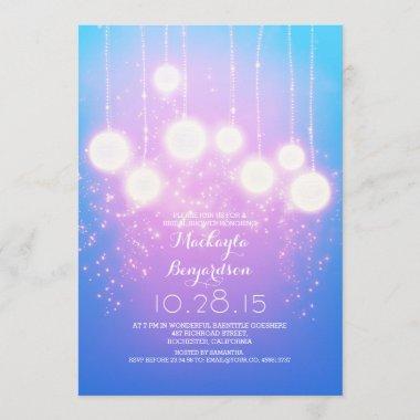 string lights & lanterns shine bridal shower Invitations