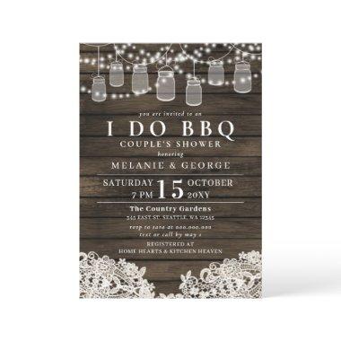 String Lights mason jars I DO BBQ Couples Shower Invitations