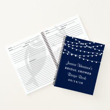 String Lights On Navy Blue  Recipe Notebook