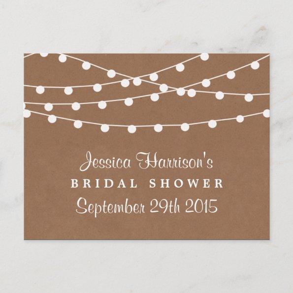 String Lights On Rustic Kraft Bridal Shower Recipe PostInvitations