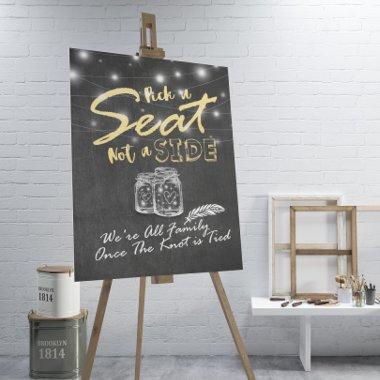String Lights Pick A Seat Not A Side Wedding Sign