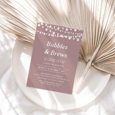 String Lights Pink Bubbles & Brews Bridal shower  Invitations