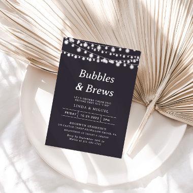 String Lights Rose Bubbles & Brews Bridal shower  Invitations